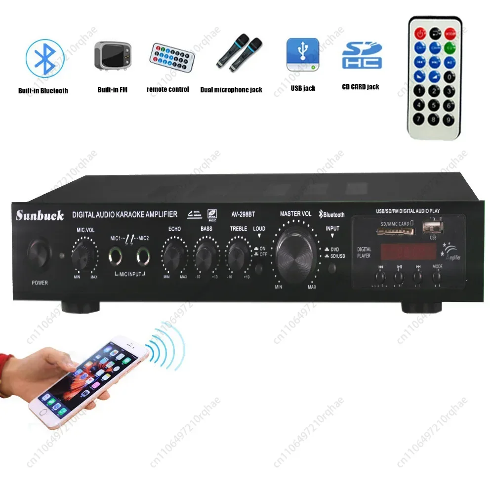 

SMSL 5.1 Stereo HiFi Bluetooth Amplifier - Remote Control Digital Surround Sound Amp for Home Theater Karaoke