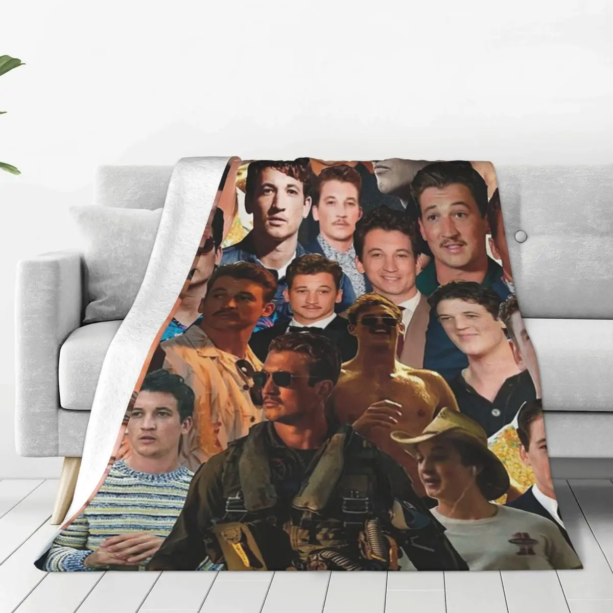 Miles Teller Photo Collage Blankets Fleece Multi-function Sofa Throw Blankets For Home Bedroom Travel Throws Bedspread Quilt