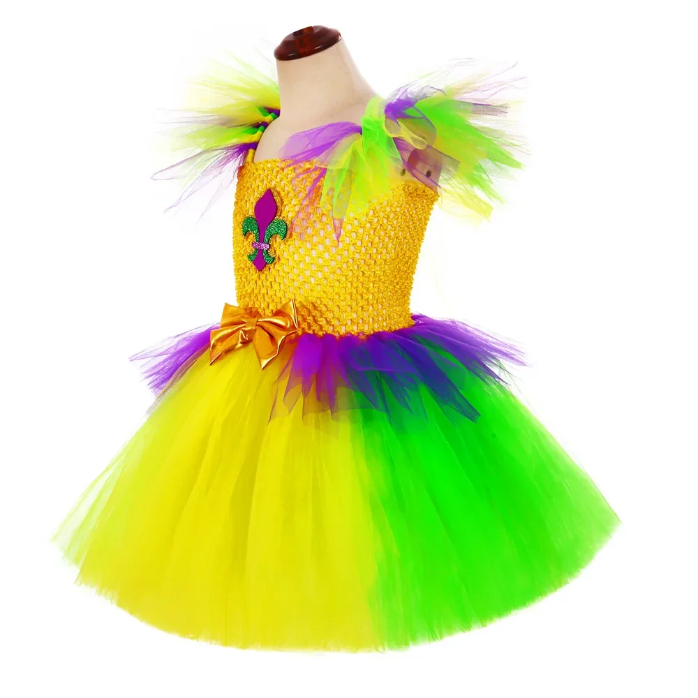 Mardi Gras Costumes for Girls Carnival Festival Party Tutu Dress Glitter Kids Tulle Dresses for Girls Fancy Dress Up Clothes Set