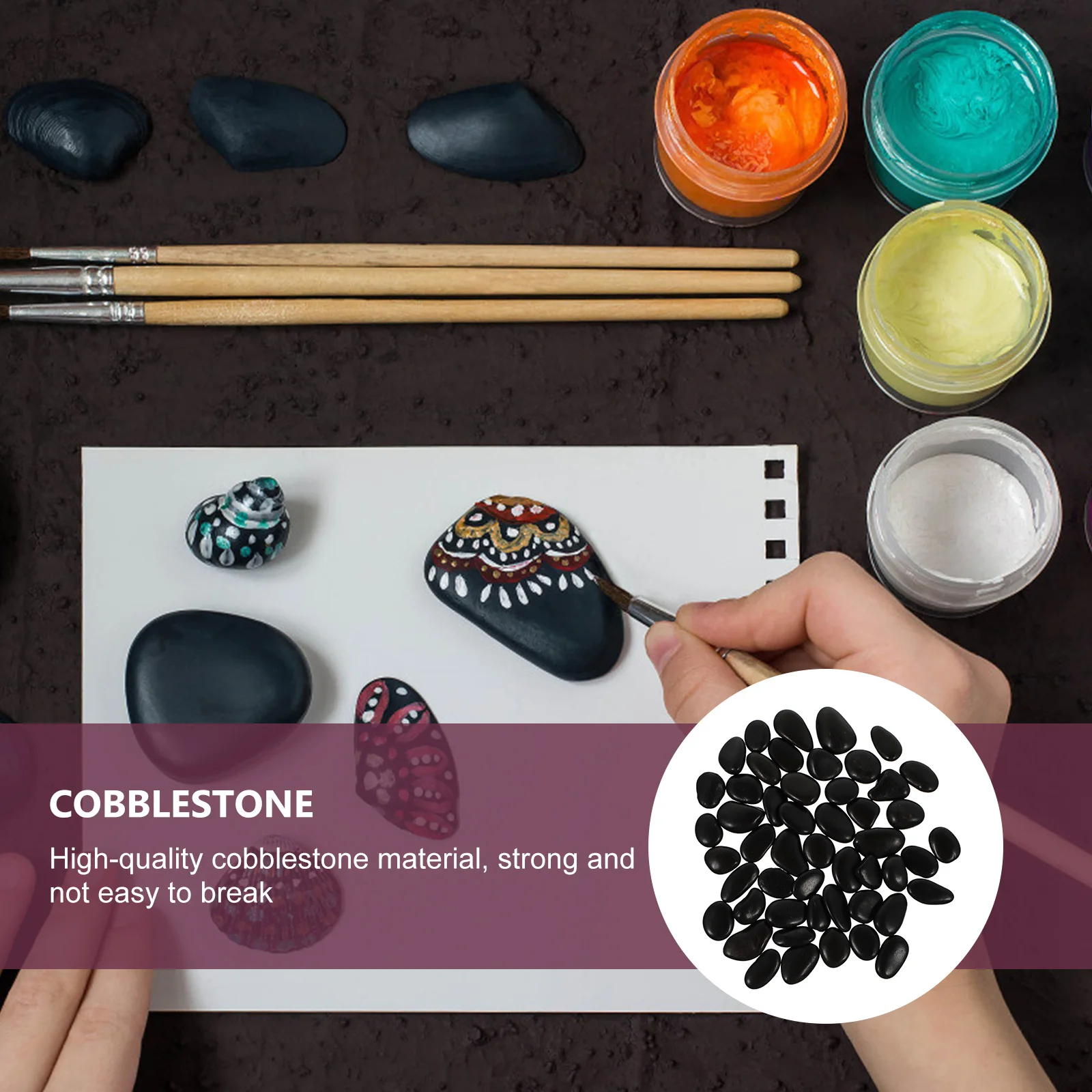 

50 Pcs Stone Hand-painted Stones Decoration Drawing Rocks For Pebble Art
