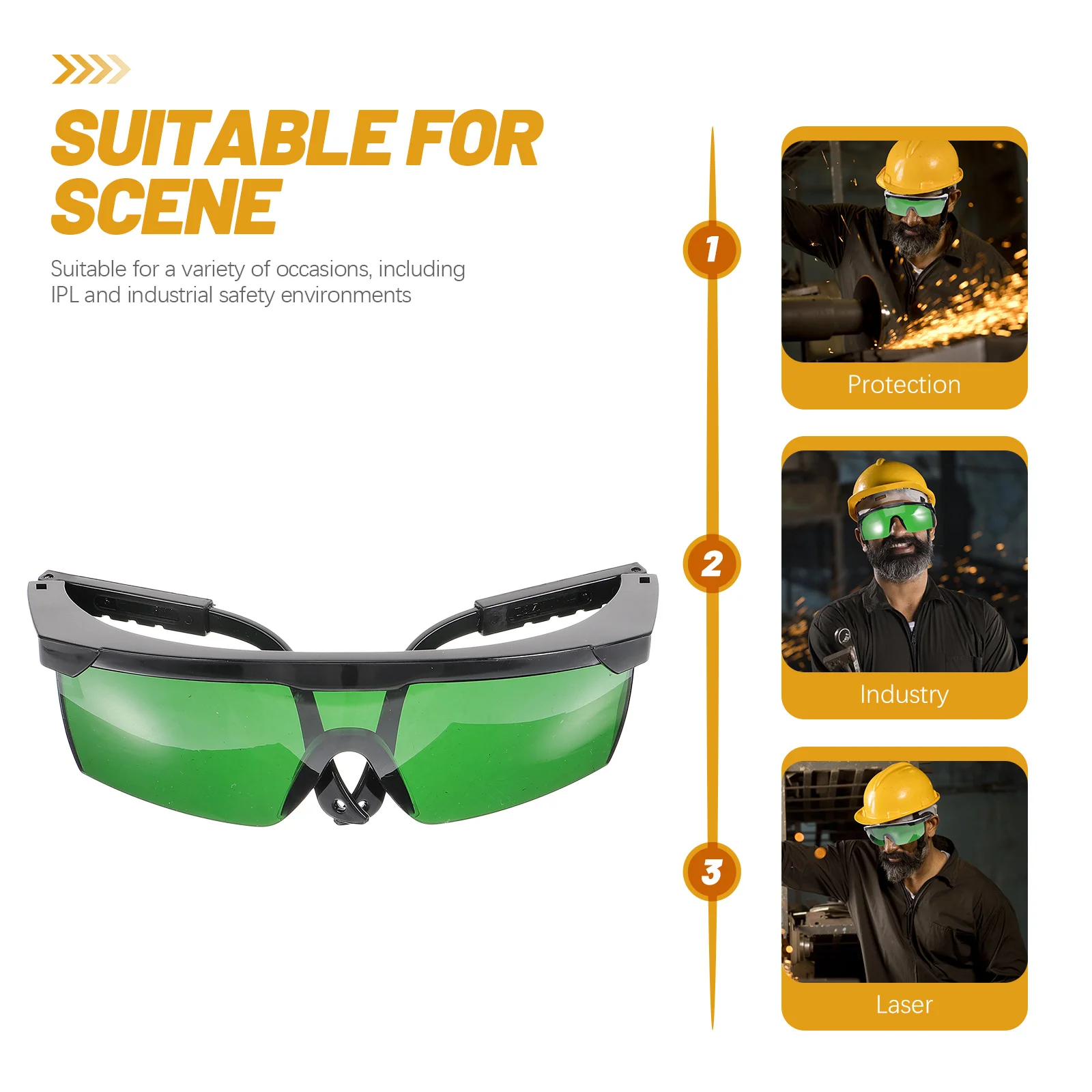 Laser Safety Goggles Black Frame Wrap Around Design Anti-Scratch Non-Slip Protection for Welding Industrial Use