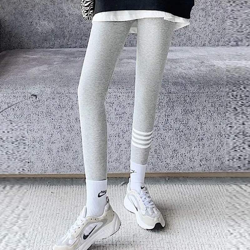 New Winter Women Korean Fashion Striped Plush Thick Warm Comfortable Leggings Female High Waist Skinny Stretchy Pants Pantalones