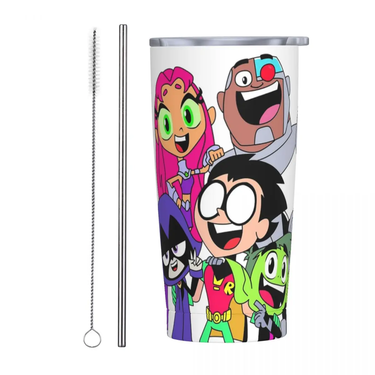 Teen Titans Picture Stainless Steel Tumbler Vacuum Insulated Mugs Thermal Cold Bottle Straw With Lid 20oz