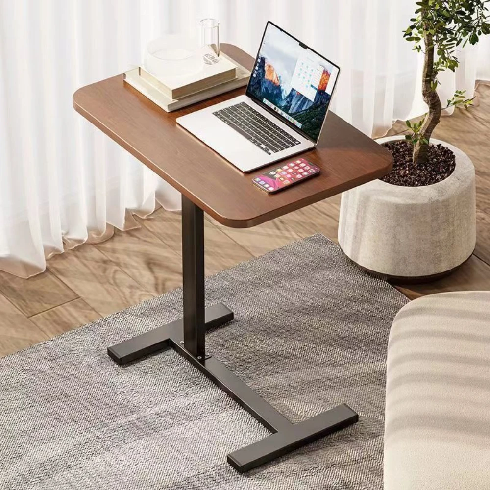 Stainless Steel Small Edge Table, Bedside Table Household Mobile Desk Bedroom with Wheels Easy Lifting Learning Desk Workbench image 2