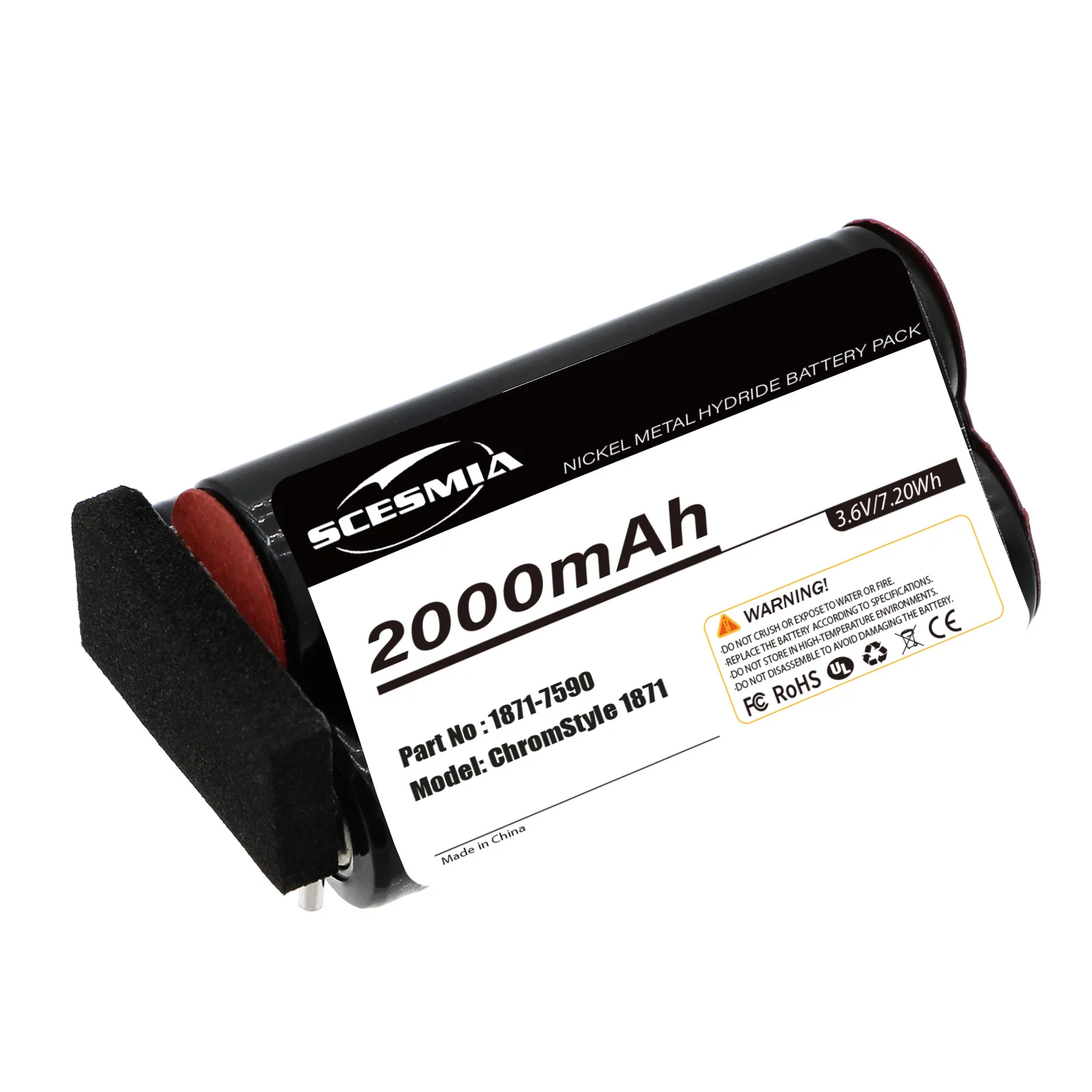 3.6V/2000mAh Electric Clipper Battery 1871-7590 for Moser ChromStyle 1871,Super Cordless 1872 Clipper, Wella Academy ChromStyle