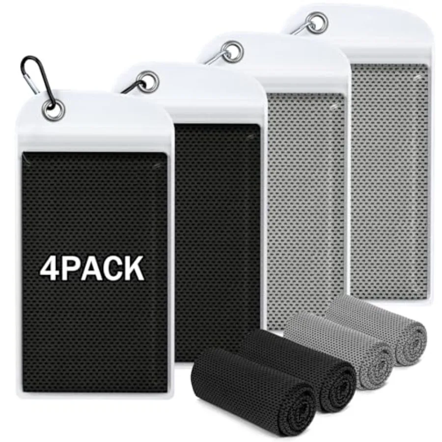 

4 Pack Cooling Towels 40"x12",Soft Breathable Cooling Towels for Neck and Face, Microfiber Workout Towels for Yoga, Golf, Runni