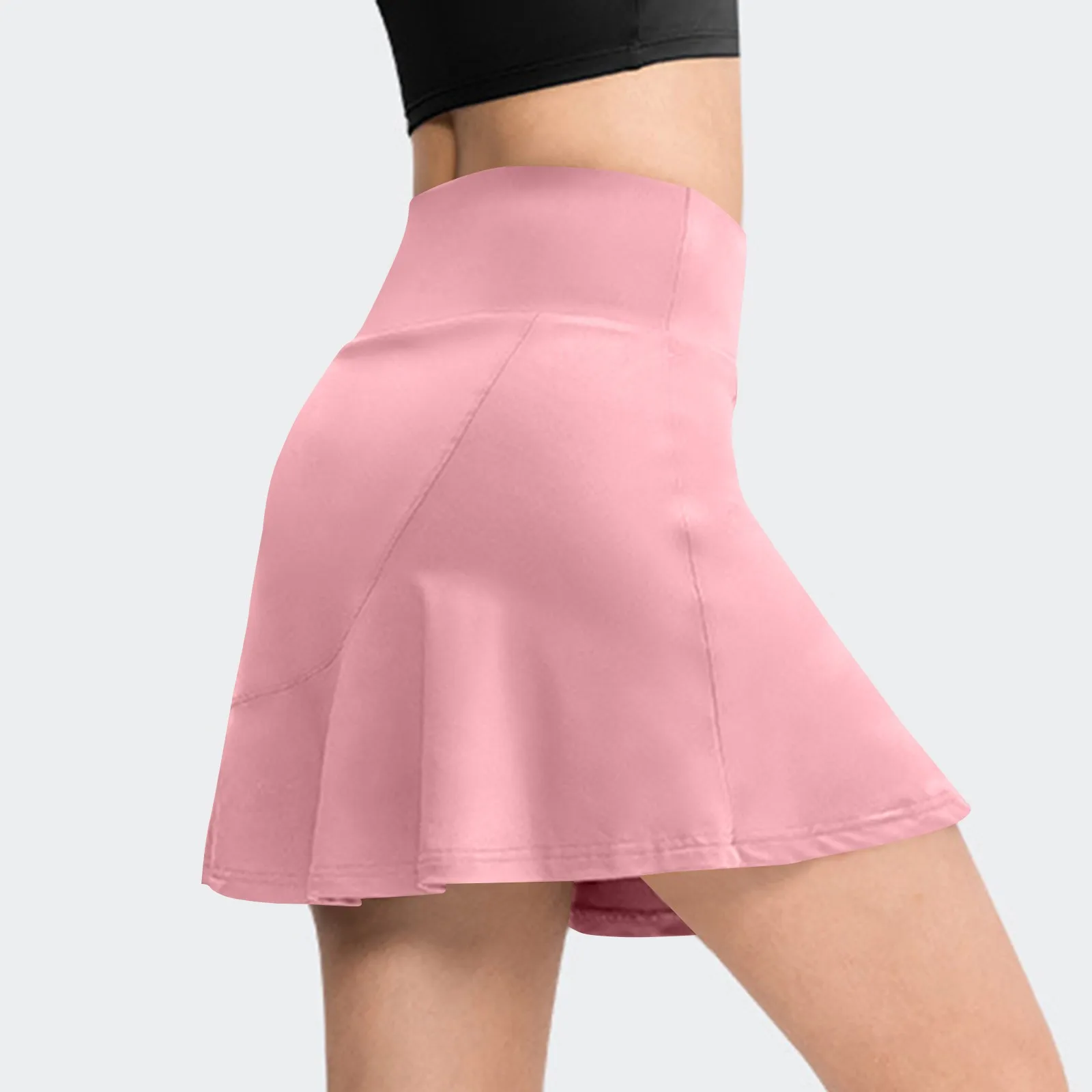 

Solid Color Skirts For Women New Women'S Fake Two Piece Sports Short Skirt Tennis Skirt High Waist Golf Skirt Running Yoga Skirt