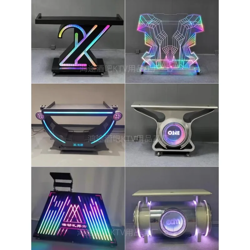 Bar luminous DJ table mobile stainless steel disc table shelf nightclub KTV box lifting  acrylic