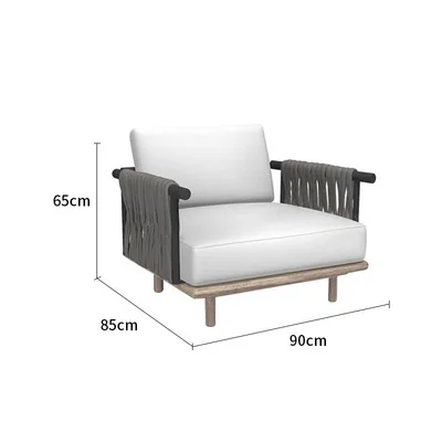 Durable modern outdoor courtyard villa sunshade sofa set waterproof rattan chair solid wood material balcony garden gym use