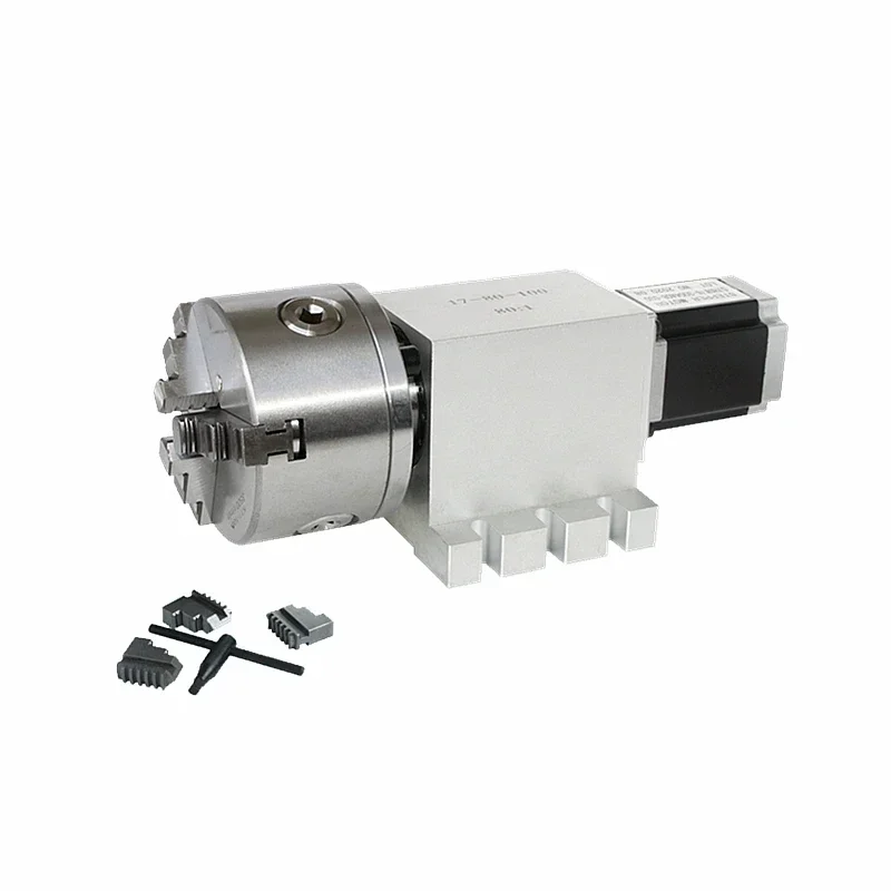 Harmonic Drive ลด 3 4 Jaw 100mm Chuck CNC 4th แกนแกนหมุนความเร็วลดอัตราส่วน 100:1 สําหรับเครื่องมิลลิ่ง
