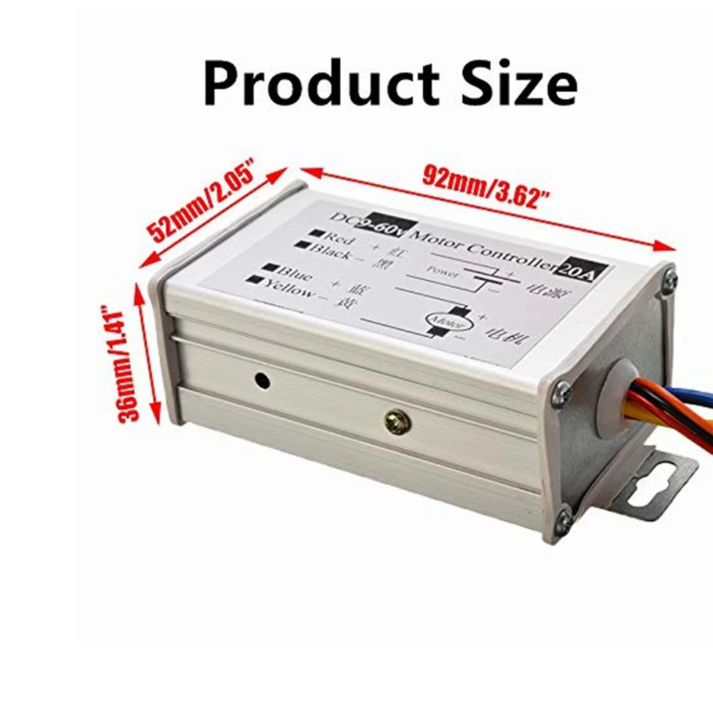 DC 9V 12V 24V 48V 60V 20A Reversible Motor Speed Controller Regulator ไดร์เวอร์ PWM