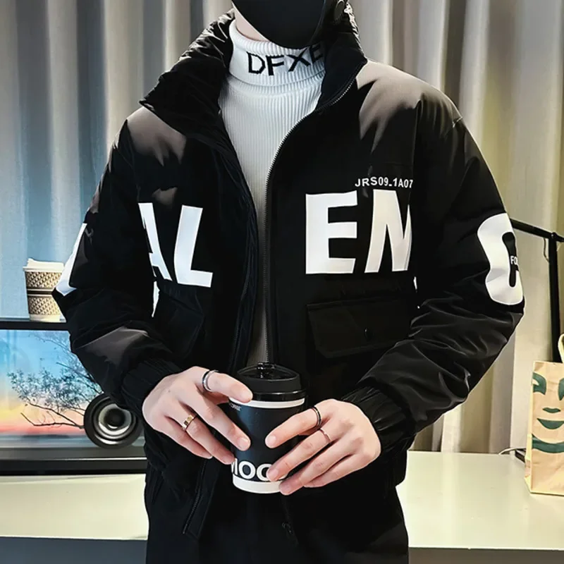 

Letter Print Cotton Jacket Multi Pocket Outwear Top Men Trench Coat Quality Solid Vintage Hunting Army Men Jacket Hip Hop Jacket