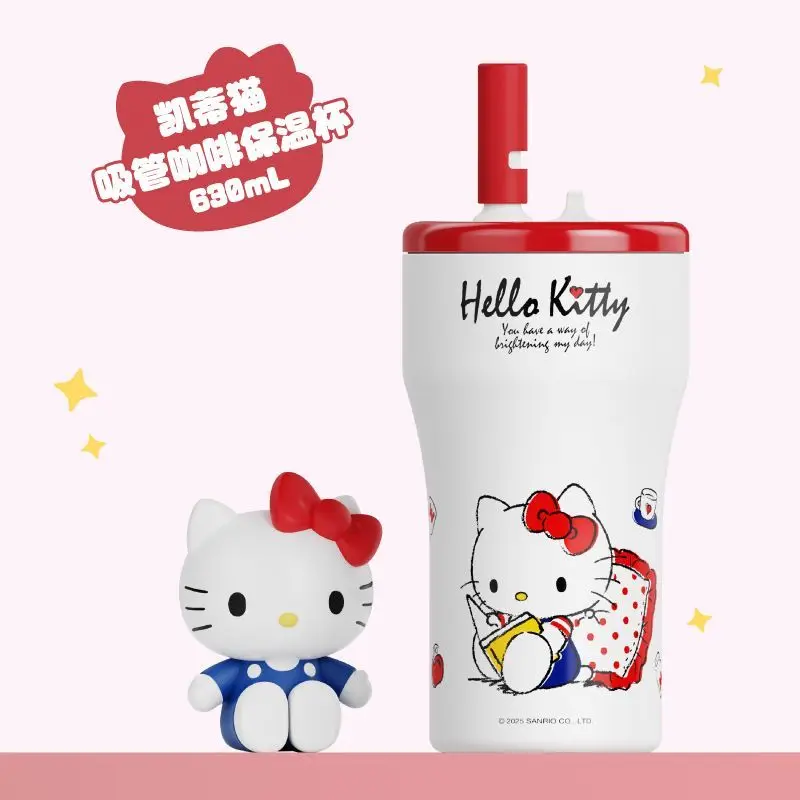 

Sanrio Hello Kittty New Style Thermal Insulation Bottle Cold-keeping Cup High-capacity Gao Yan Value Cartoon Portable Cup Kawaii