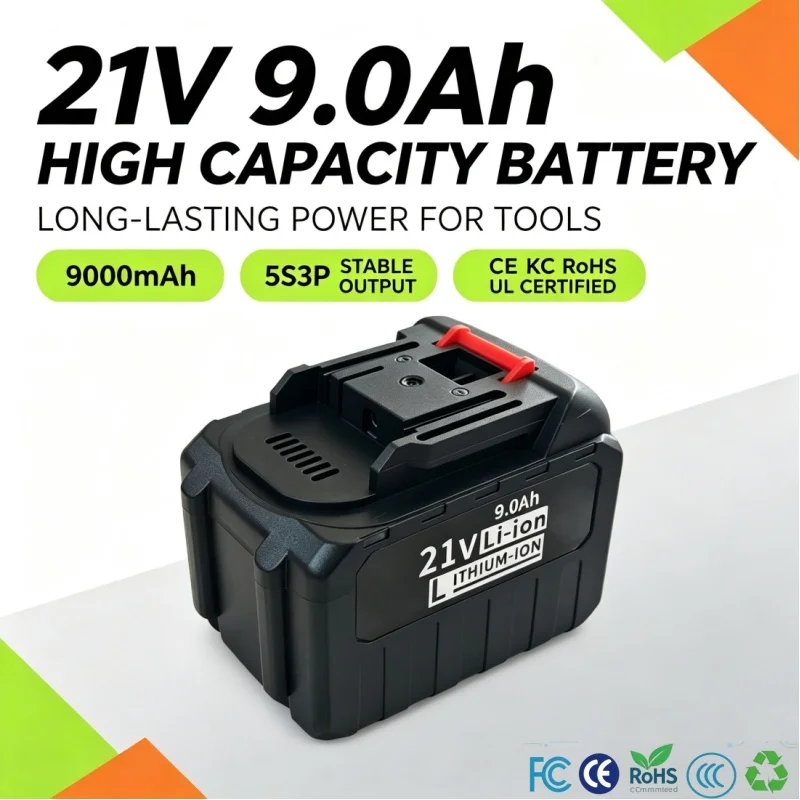 5S3P 21V 9000mAh 18650 Rechargeable Lithium Battery High‑current High Discharge Replacement Battery For Electric Screwdriver