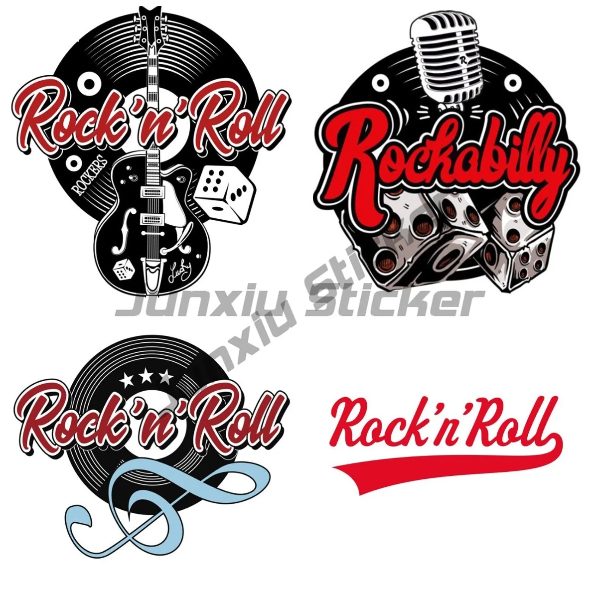 

Rock'n'roll Music Car Sticker ATV Personality Decal Sunscreen Waterproof Windshield Helmet Car Accessories Self Adhesive Sticker