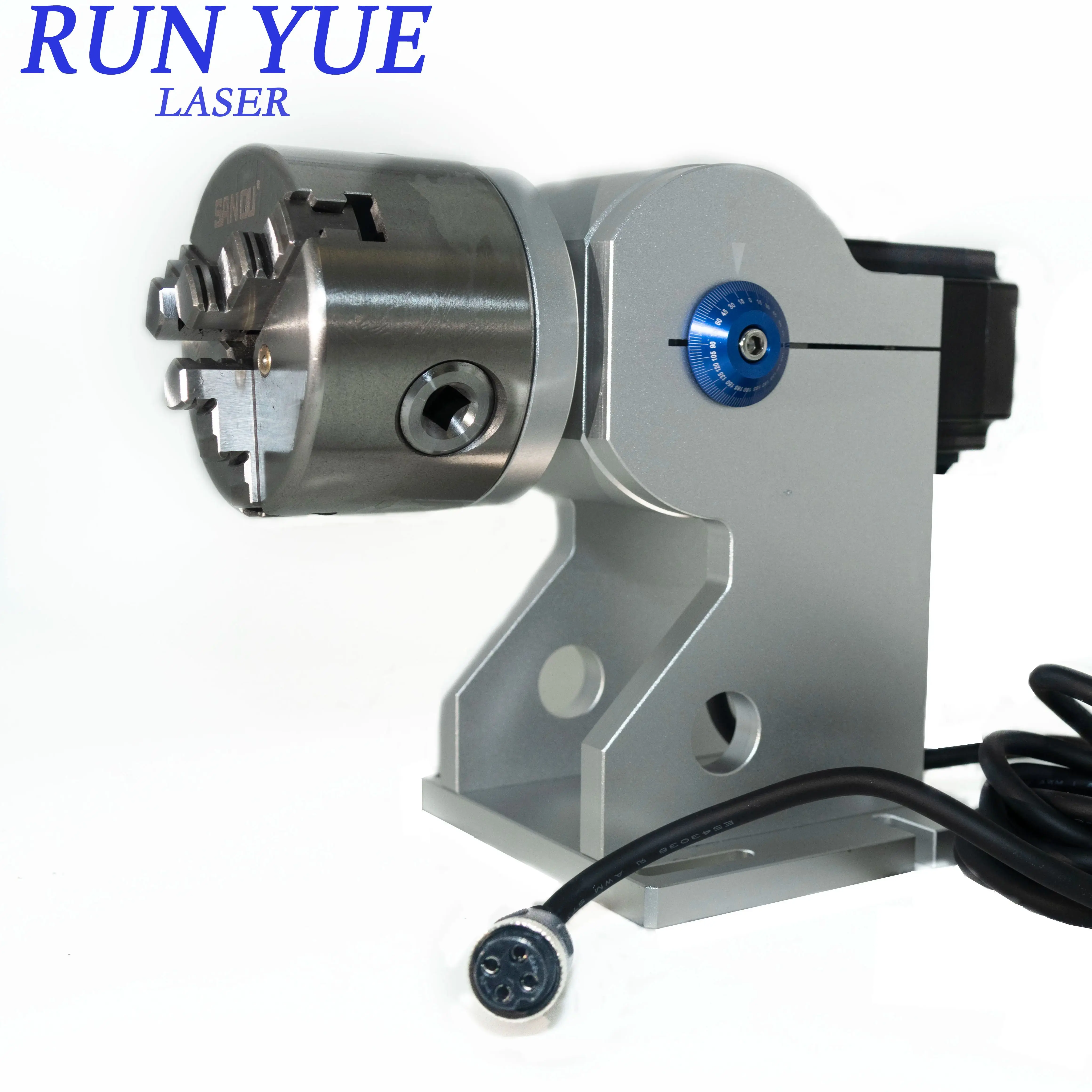 

RunYue Laser Rotary Attachment D80A Rotary Axis with Three-Jaw Chuck + 2DM542 Driver for UV, CO₂ & Fiber Laser Marking Machines