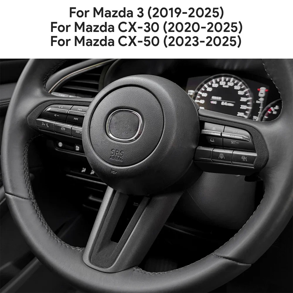 Top Suede Trim LHD RHD Sticker For Mazda 3 Axela BP 2019-2024 2025 CX30 CX-30 2020-2025 CX50 CX-50 2023-2025 Car Steering Wheel view 3