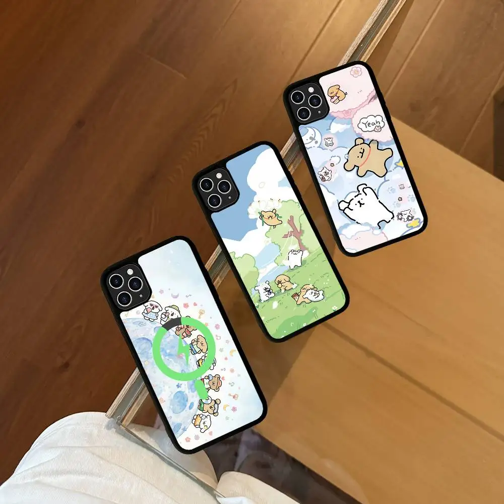 Line CARTOON P-PuppyS Magnetic Wireless Phone Case For IPhone 17 16 15 14 Plus 13 12 11 Pro Max