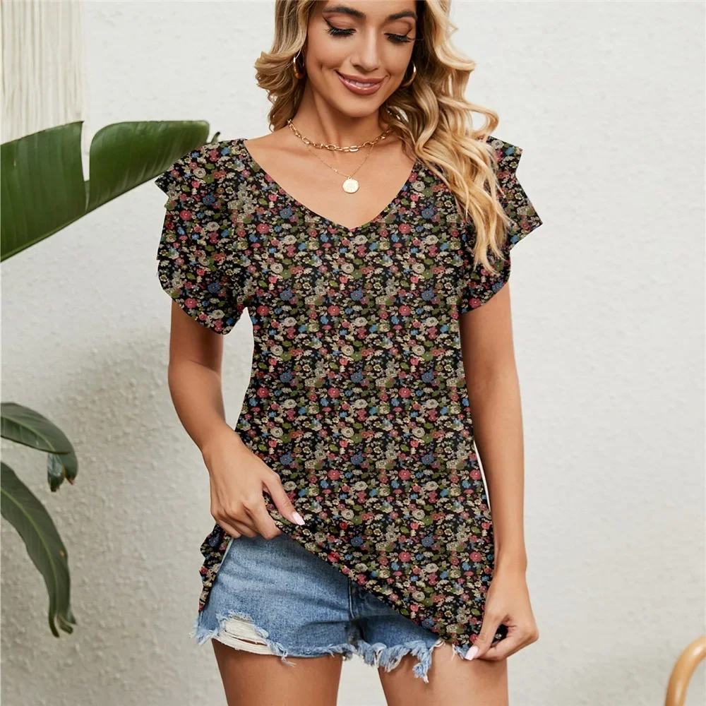 Women's Shirts Blouses for Women Elegant Summer Tops Short Sleeve Korean Popular Clothes Green Blouse Woman Trend 2024 Clothing