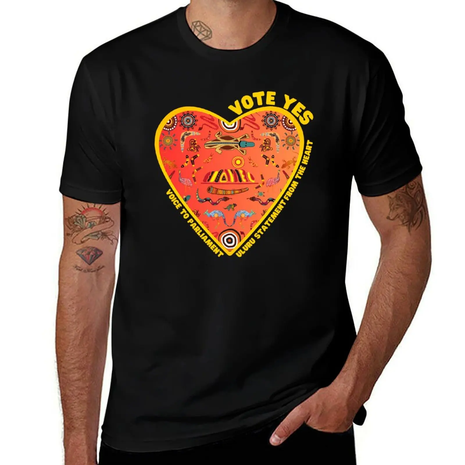 Vote Yes - Uluru Statement - From The Heart T-Shirt Casual Pattern Print Tee Shirt T-Shirt