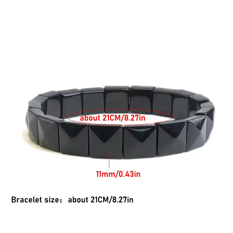 12mm Naturstein-Armband mit quadratischen Perlen aus Tigerauge, Achat und Kristallquarz für Damen und Herren, handgefertigter Stretch-Schmuck, Energie-Geschenke – Detail 3