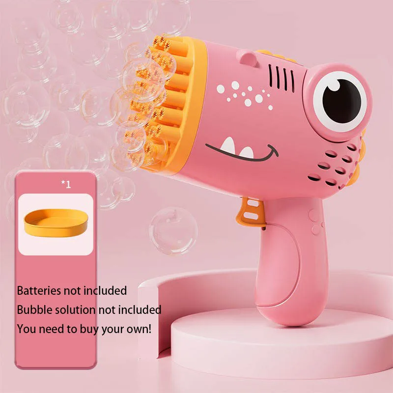 New Cartoon Bubble Machine Toy 40 Holes Cute Dinosaur Children Automatic Electric Bubble Gun Outdoor Bubble Blowing Toys