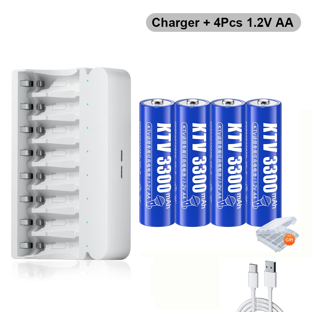 

PALO 1.2V AA Rechargeable Battery 3300mAh Ni-MH AA 2A Batteries AA Cell for MP4 Toys flashlight Camera With 1.2V AA AAA Charger