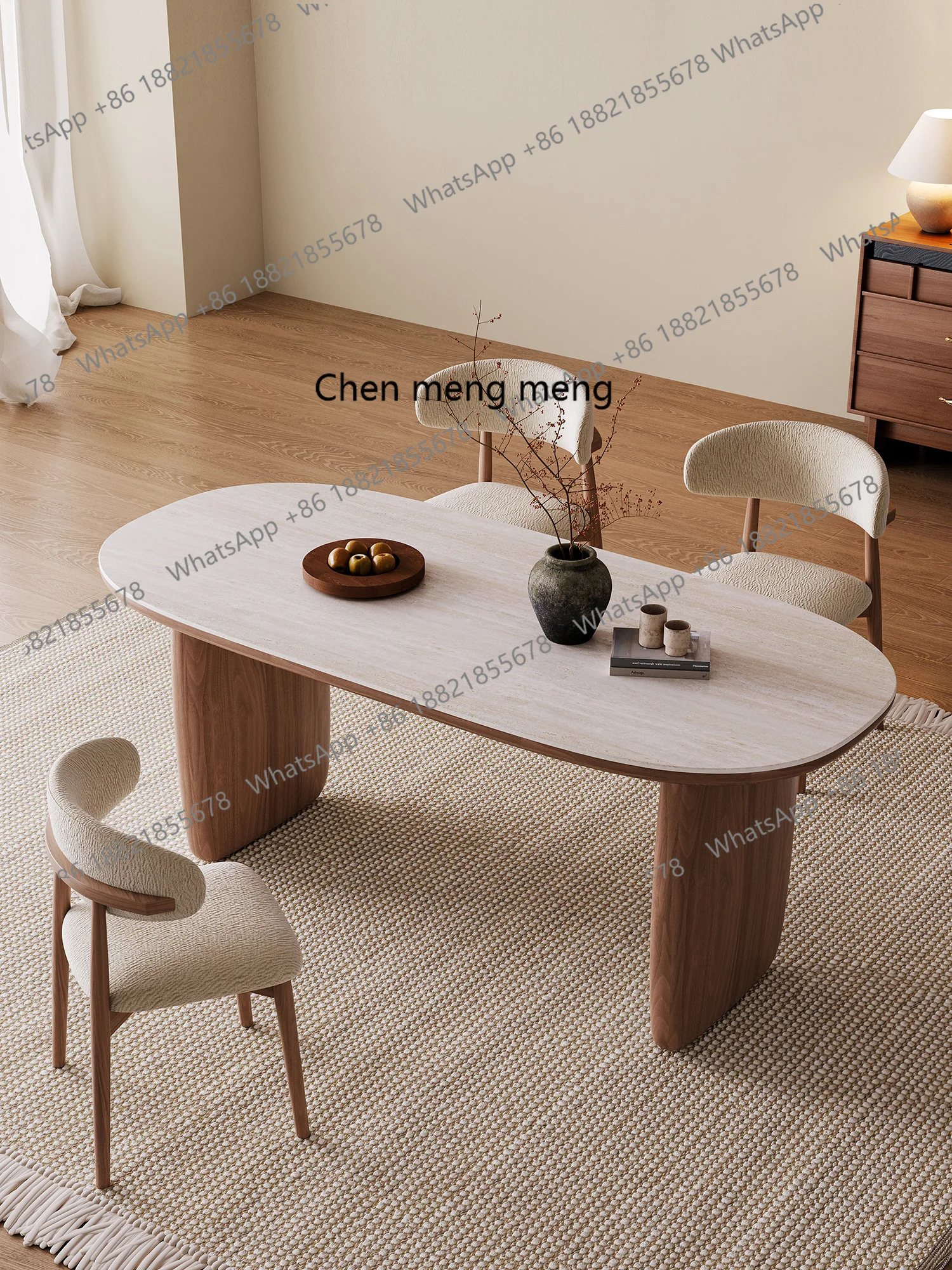 

Обеденный стол из шифера, бытовой светильник, роскошная современная простота, овальный обеденный стол из цельного дерева из шпона ореха