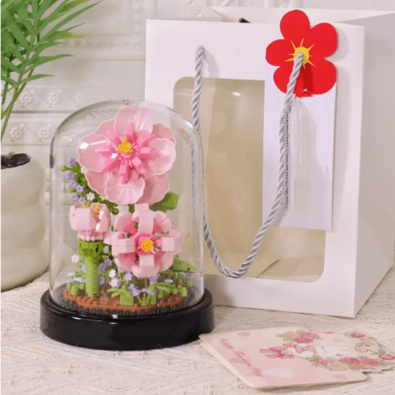 Eternal Bouquet Rose Building Blocks Flower Building 3D Set DIY Eternal Bouquet Display  Brick Toy for Home Office Decor - view 3