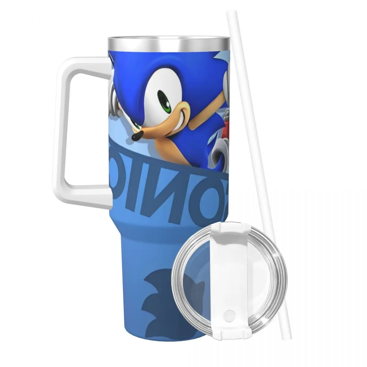 S-Sonic The Hedgehog Tumbler Kaltgetränk-Wasserflasche, auslaufsichere Thermobecher aus Edelstahl, individuelle Autobecher zum Fahren