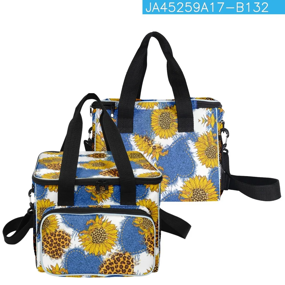 Classic picnic Crossbody Sunflowers Chrysanthemums Daisies More Big Lunch Bag 3D Thermal insulation Food Handbags Ice Bags