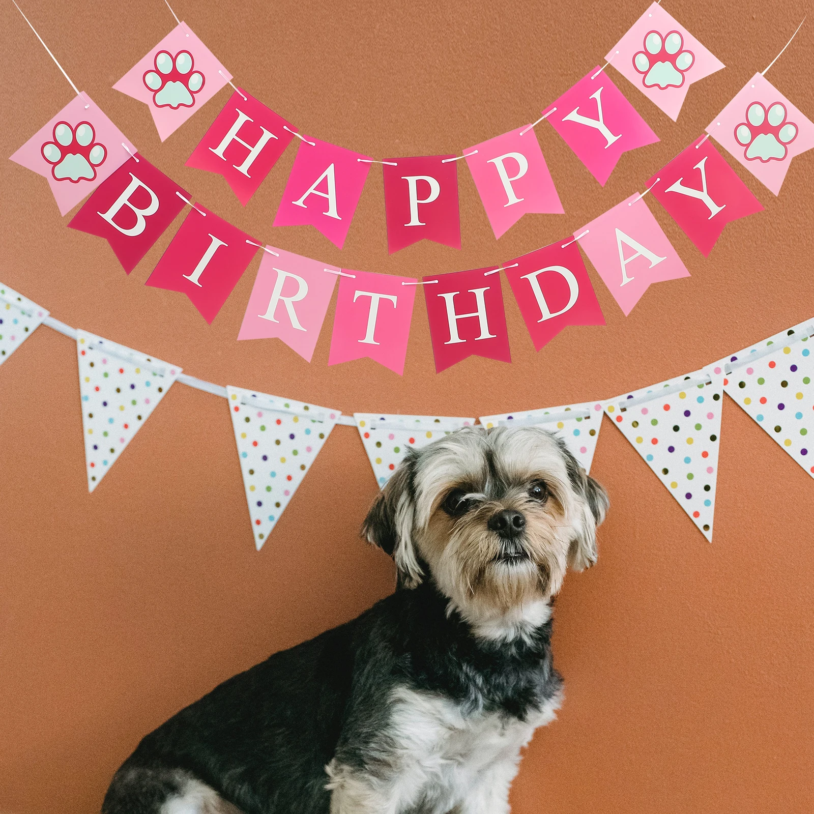 

Dog Birthday Banner Pet Party Decorations Blue Happy Supplies Banner nonfade reusable themed decorations