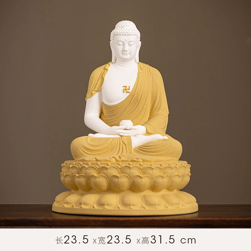 Large Ceramic Amitabha Ornament For Home Living Room, Shakyamuni Statue With Zen Charm, Mahavairocana Buddha
