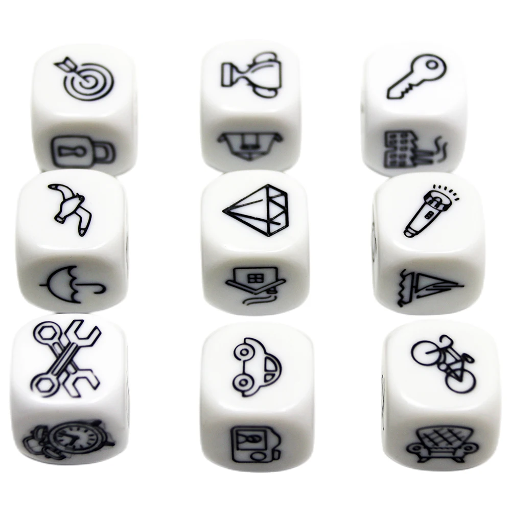 D6 Dice Set Telling Story Cube High Quality Acrylic 6 Sided Dice Funny Engraved Patterns For Children Education Toys And Games