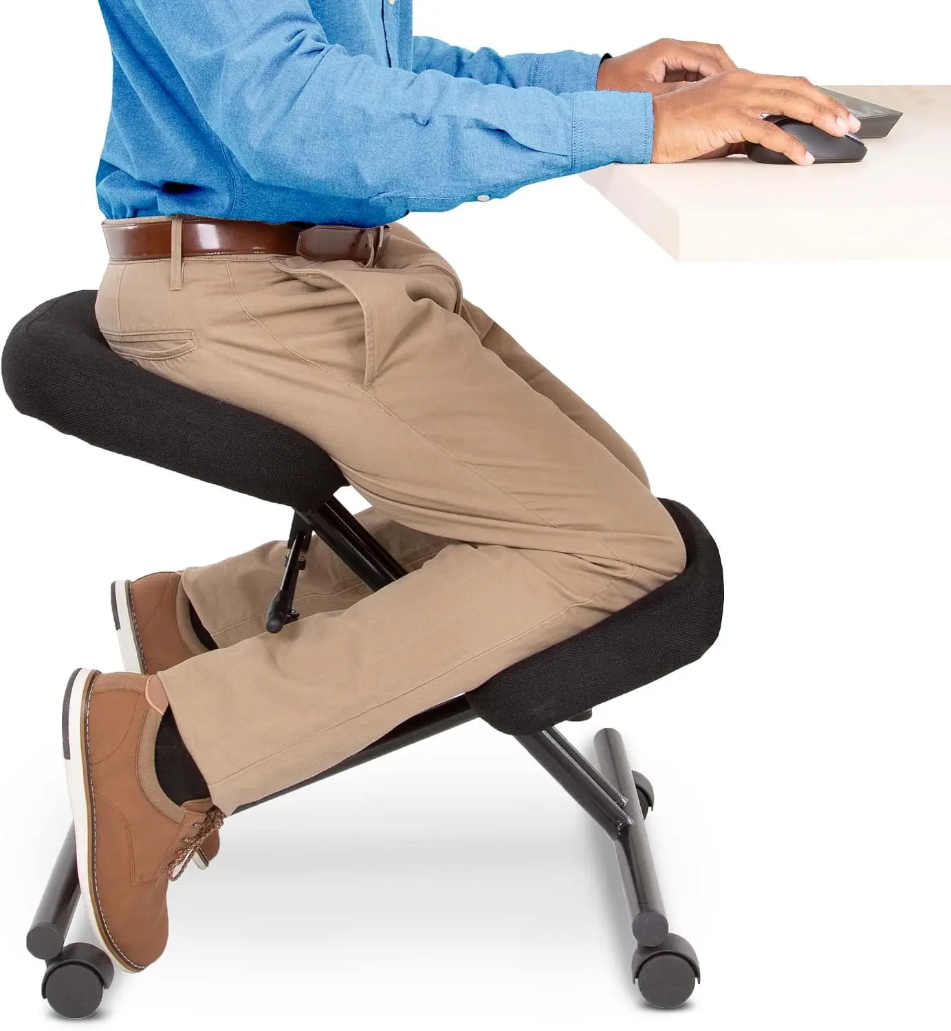 ProErgo Pneumatic Ergonomic Kneeling Chair | Fully Adjustable Mobile Office Seating | Improve Posture to Relieve Neck & Back Pai