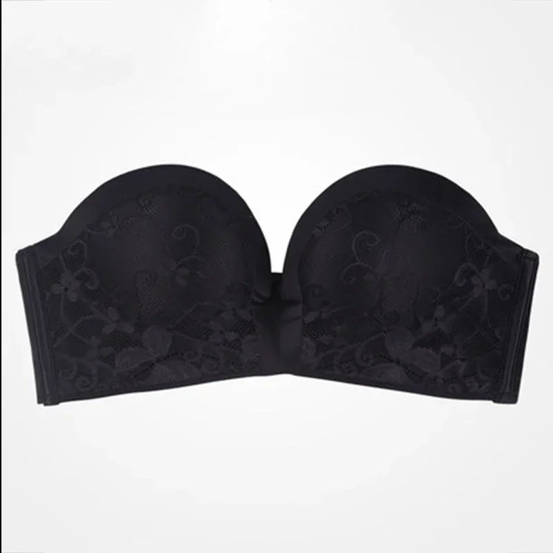 2024 신상 섹시 란제리 세트 여성용 스트랩리스 푸쉬업 브라 심리스 노라인 속옷 백리스 웨딩드레스 레이스 노쇼 팬티