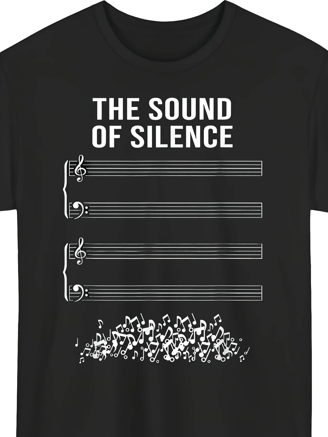 Men's Vintage Music Note Staff TShirt with The Sound of Silence Lyrics Solfege Scale (DoReMiFaSolLaTi) Blend Crew Neck Tee Suitable for Musicians Music Lovers Concerts Casual WeaRetro Casual Short-sleeved T-shirt with a Round Neck and Printed Pattern