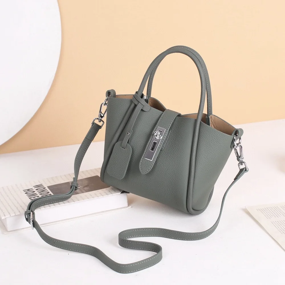 Nuova borsa da donna in vera pelle moda retrò borse a tracolla femminile Casual secchio Crossbody Lady 2022 autunno nuova borsa Shopper