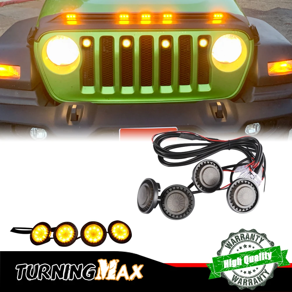

Front Grille TRD Style Xenon White LED Lighting For Jeep wrangler JK JKU, includes Smoke Cover LED Grille Lights & Wiring Harnes