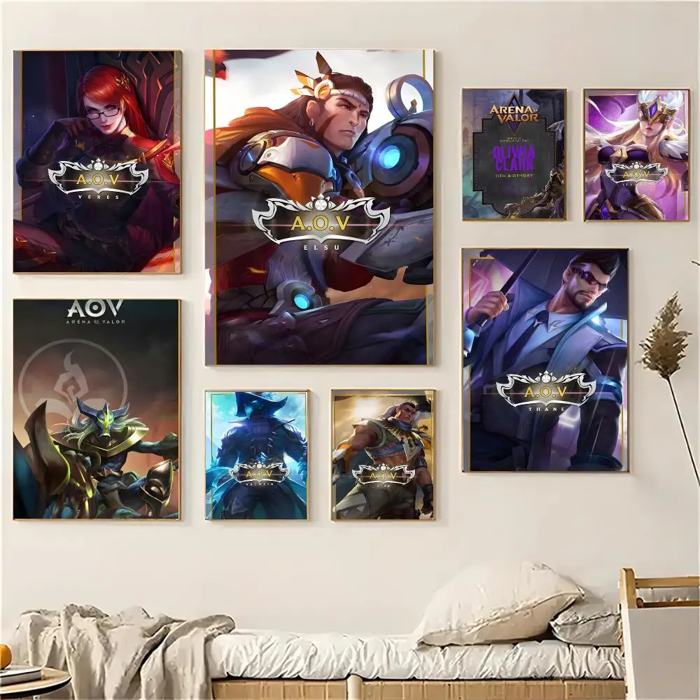 Arena of Valor Game Poster Self-adhesive Living Room Bedroom Party Bar Decor Moisture-proof Fade-resistant HD