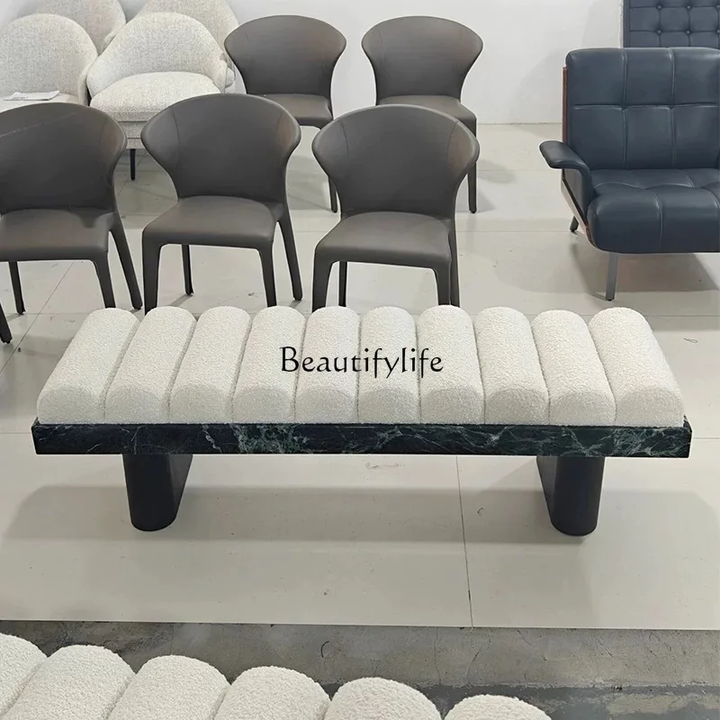 

03 Italian light luxury cloakroom bench modern simple marble high-end tea stool