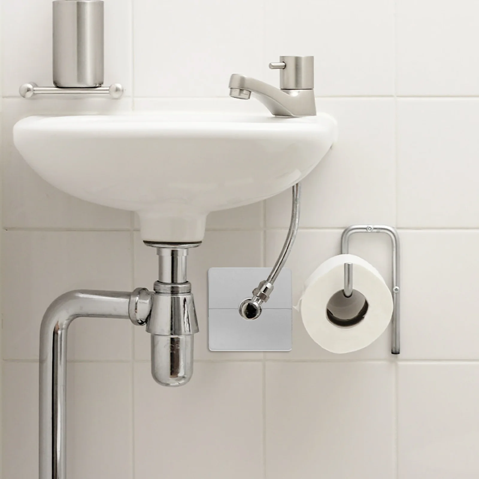 

2pcs Square Water Pipe Cover Self-Adhesive Abs Waterproof For Bathroom Kitchen Shower Faucet Tub Sink Drain Cover Plate