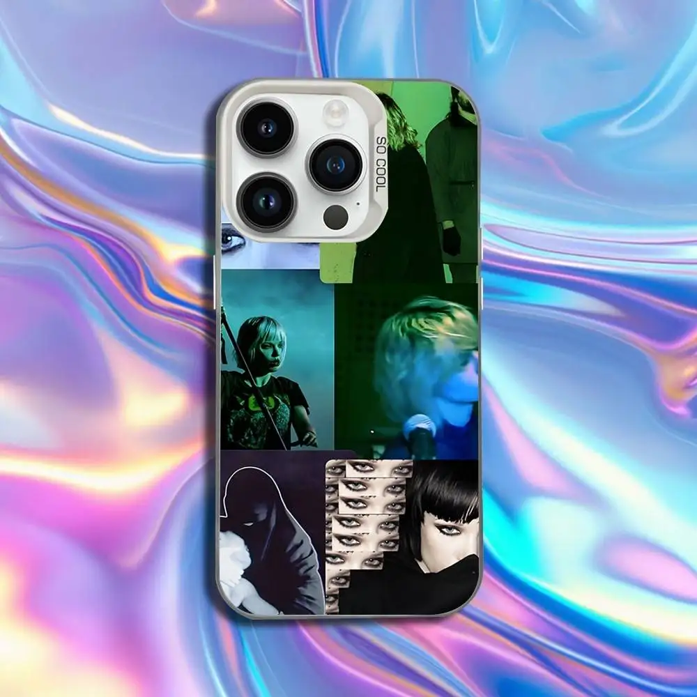 حافظة هاتف C-Crystal Castles Band لهاتف iPhone 16,15,14,13,12,11,Mini,Pro,SE,MAX غطاء أبيض غير لامع مقاوم للصدمات