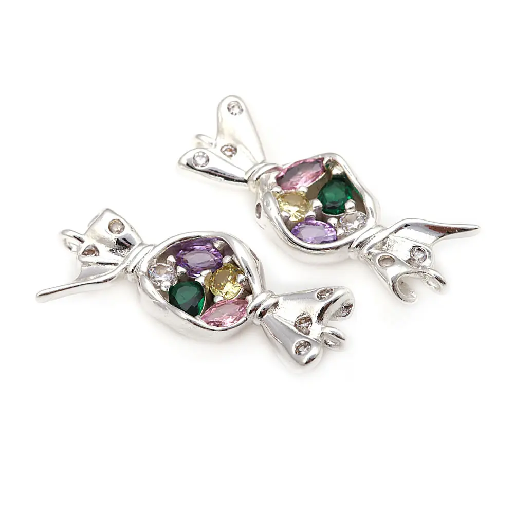 6PCS Brass Zircon 2 Holes Candy Connect Charms Pendants High Quality Necklace Diy Jewelry Accessories Rosediy official-website