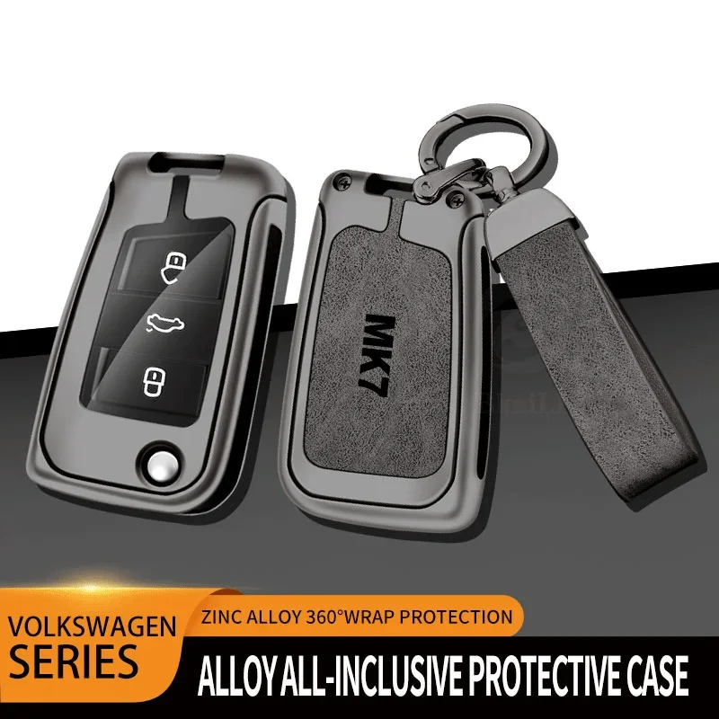 Auto TPU Zinc Alloy Key Case Bag For VW Volkswagen GOLF 7 MK7 Car Key Chain Car Metal Key Shell Interior Decoration Accessories