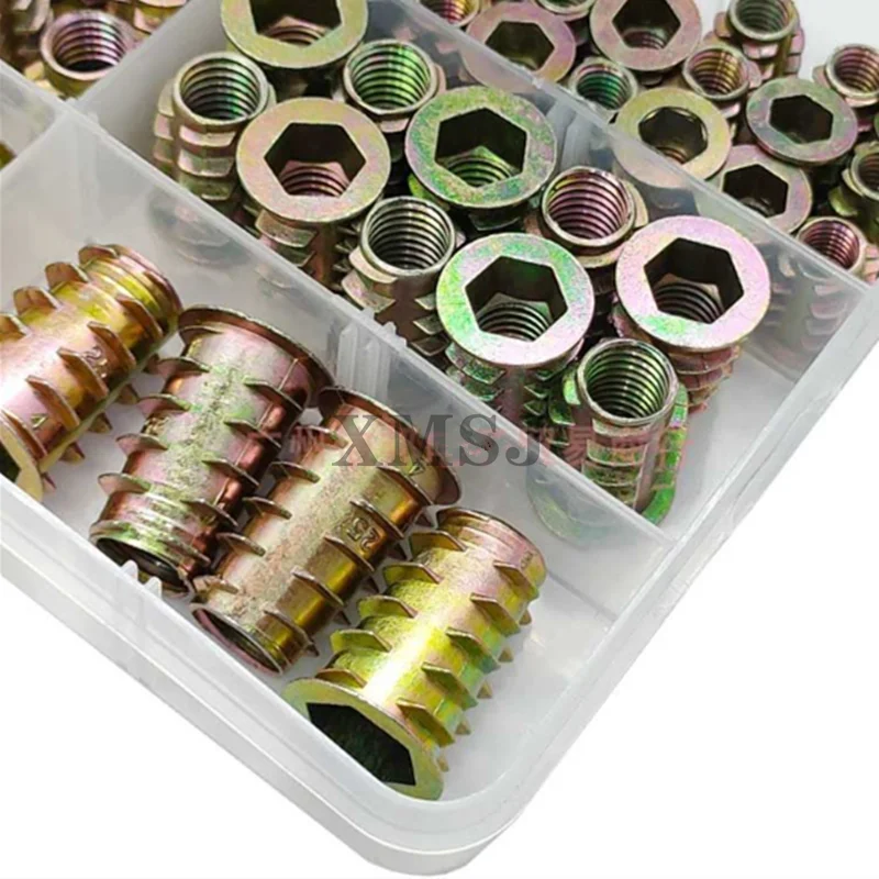 565/340/230/70PCS Assorted Flanged Hex Drive Head Furniture Nuts M4 M6 M8 M10 Zinc alloyl Thread For Wood Insert Nut