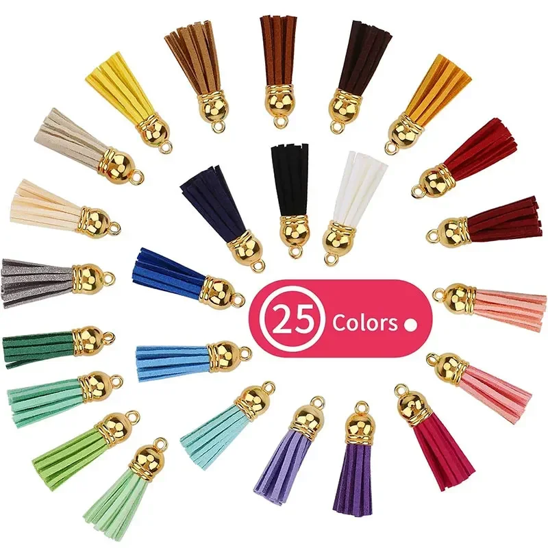 10-100 sztuk brelok do kluczy frędzle luzem skórzane frędzle do tworzenia biżuterii kolorowy zamszowy frędzel wisiorek brelok akcesoria Craft Making