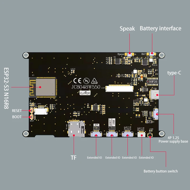 Imagem -02 - Placa de Desenvolvimento Ips de Polegadas Lcd de Alta Definição 800x480 Flash 16m 8m Psram Wifi Bluetooth 240mhz Lx6 Mcu