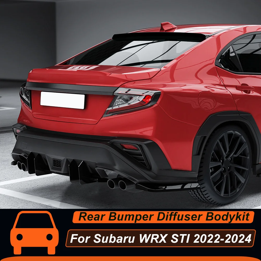 

For Subaru WRX STI 2022-2024 Rear Bumper Diffuser Splitter BodyKit Glossy Black Protector Guard Car Exterior Accessories Parts