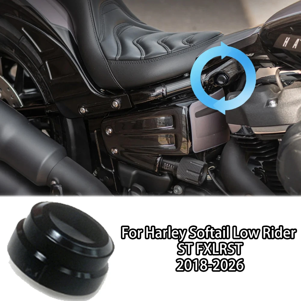 Image of Motorrad Glänzend Schwarze Stoßdämpfer-Mutterkappenabdeckung 2 Stück Hinterer Schraubenschutz für Harley Softail Low Rider ST FXLRST 2018-2026